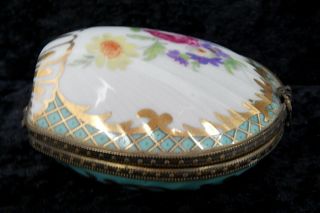 Antique Victorian French porcelain Limoges trinket box clam shell 3