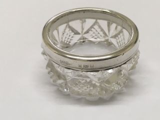 Lovley Solid Silver & Cut Glass Open Salt By Henry Perkins & Sons London 1925