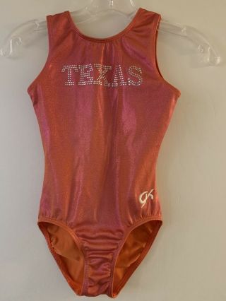 Rare Pink Sunset Gk Elite Cl Texas Rhinestone Leotard Gymnastics Child Large