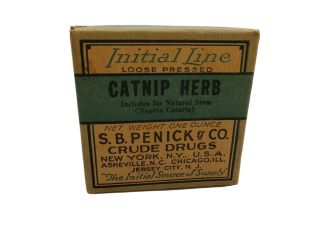 Antique Cat Nip Herb Apothecary Pharmacy Crude Drug Medicine Box Initial Line