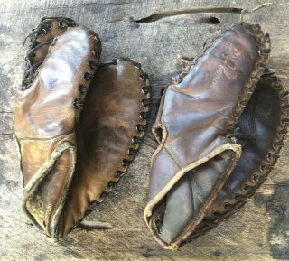 2 Antique Vintage Baseball Claw Gloves Draper Maynard And Sporting Goods