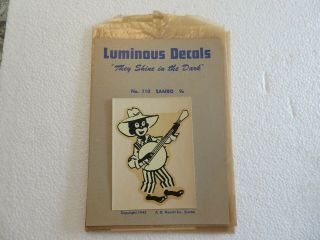 Rare Vintage Luminous Decals Black Americana Sambo Decal Nursery Decal 1945c
