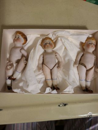 2 Vintage Antique Jointed Baby Dolls,  Small Porcelain / Bisque Made In Japan