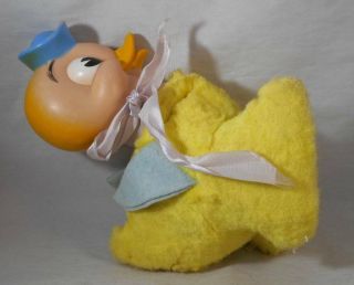 Vintage 1950s Rubber Head Duck Stuffed Animal Plush Body Donald Duck Ko
