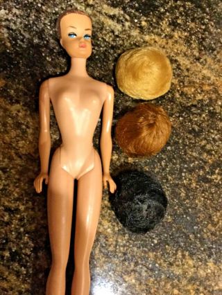 Vtg.  1962 Mattel Barbie Midge Fashion Queen Doll W 3 Wigs Straight Leg