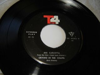 Rare Iran 45 Ep With Elvis Presley - Crying In The Chapel On Top 4 Label