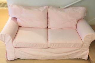 Ikea Ektorp Slipcover 2 - Seat Loveseat Cover Pink Rare Shabby Chic