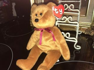 Authentic Ty Beanie Baby Rare Brown Face Nf Teddy 1st Gen