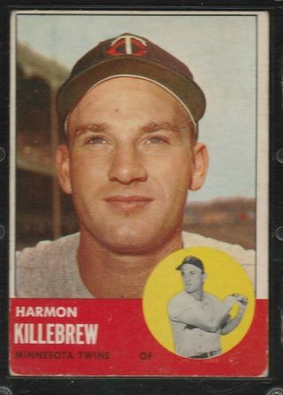 1963 Topps Baseball Card 500 Harmon Killebrew Hof Rare Series