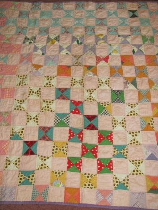 Antique Handmade Quilt - Patchwork Pattern - Multi Color