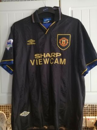 Manchester United Football Away Shirt 1994 Sharp Viewcam Xl 100 Authentic Rare