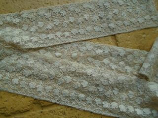 1.  3 Metres Of Antique Embroidered Needle Lace -