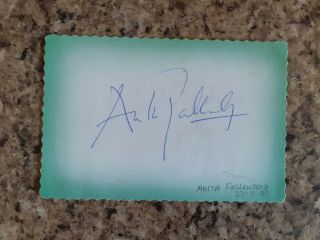 Rare Anita Pallenberg Personally Signed Card " Rolling Stones " Keith Richards "