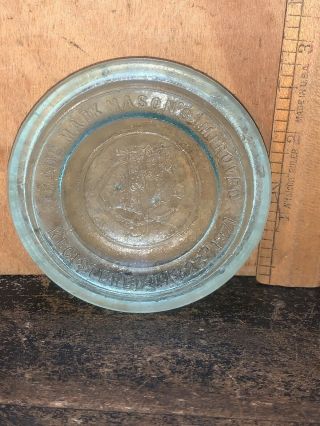 Antique Mason Improved Canning Jar Lid,  Glass 1871
