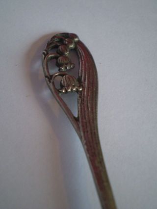 Stunning Art Nouveau Solid Silver 800 Grade Tea Spoon With Lily Of Valley Deisgn