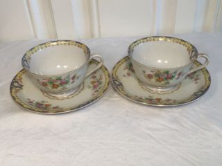 China Floral Pattern Cups And Saucers Made In Occupied Japan