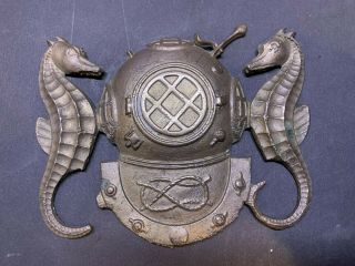 Vintage Brass Us Navy Mark V Diving Helmet Plaque