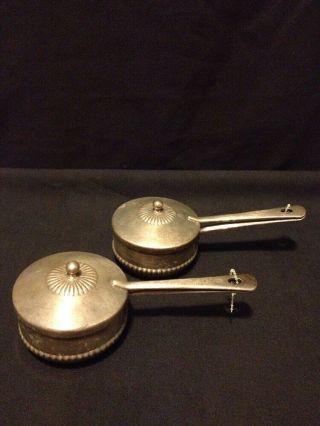 Set Of 2 Antique Gorham Co Silver Soldered Terrapin Lidded Handle Serving Dishes