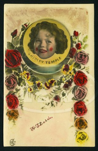 Unique And Rare 1930s Tinted Real Photo Shirley Temple Card - - Possibly Turkish