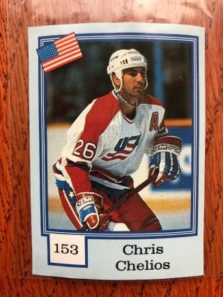1992 Norwegian Semic 153 Chris Chelios Blank Back Team Usa Rare