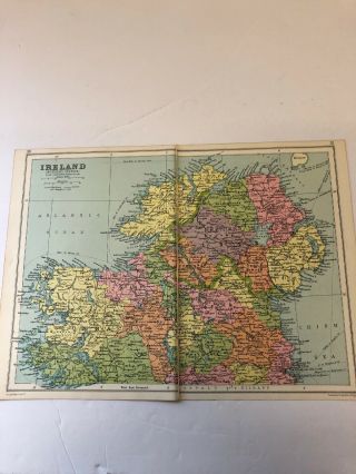 Antique 1930 Map: Ireland (northern Section) 90 Years Old Vintage Print