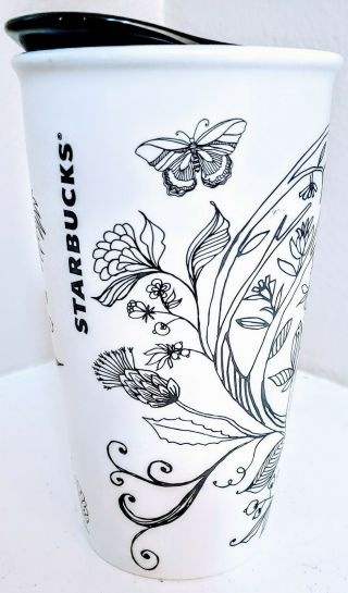 Starbucks Rare Garden Flower Ceramic Lid Travel Tumbler Coffee Mug Cup 2014 12oz