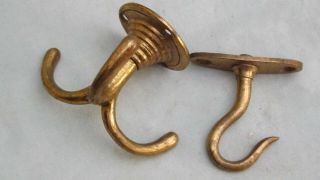 Vintage Antique Old Brass Hooks A.  1 Swing Hook An A.  3 Hook Hanger 1880 - 1920