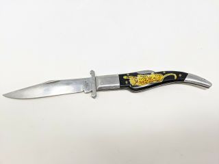 Vintage Rare Leopard 1970s Era Swing Guard Folding Knife Stainless Steel Blade
