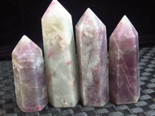 4 Natural Rare Red Tourmaline Quartz Crystal Point Healing
