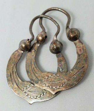 Rare Antique Imperial Russian Gilt Sterling Silver 84 Earrings Women 