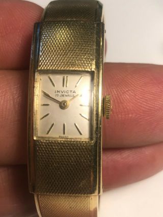 Vintage Invicta Rolled Gold 20 Microns Ladies 17 Jewels Wind - Up Wristwatch 2fix