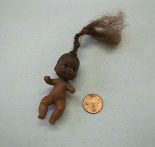 Vintage Mattel Barbie African American Baby Krissy 2.  5 " Doll Happy Family Hair