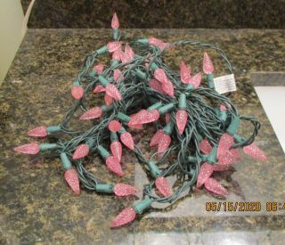 Rare Vintage (60) Pink Christmas tree light strand 2