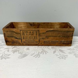 Vintage Wooden Kraft Brick Pasteurized Process American Cheese Box 2 Lbs
