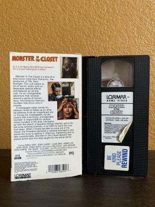 VHS HORROR RARE MONSTER IN THE CLOSET Cult 80s 3