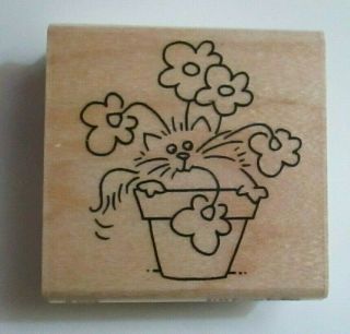 2005 Stampendous Flower Fluffles The Cat Rubber Stamp F133 Kitty Retired & Rare