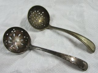 2 X Vintage Silver Plated Sugar Sifter Spoons K