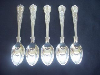 Set Of 5 Vintage Silver Plated Teaspoons Kings Pattern Viners,  Sheffield 5.  25 "