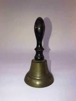 Antique Style Ussr Brass And Wood Large Hand Bell Vintage Desk Bell School Bell