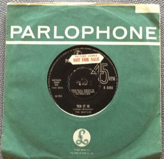 The Beatles - Ticket To Ride / Yes It Is Rare Uk 1965 Promo Sample / Ex,