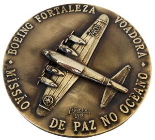 Boeing Flying Fortaleza Mission Of Peace In The Ocean Bronze Medal Antique