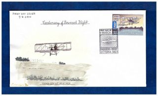 Australia 2010 Mansfield Hand Illustrated Powered Flight Fdc No 7/10 Rare Read