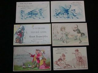 6 Antique Victorian Trade Cards Various Clothiers,  Retailers,  Hartford Ct.