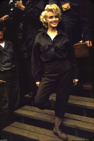 1954 Rare Image Of Marilyn Monroe In Korea Color Photo - 8 " By 10 - Uso