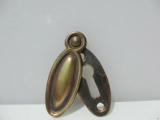 Art Deco Brass Keyhole Cover Escutcheon Plate Antique Old Vintage Copper Oval