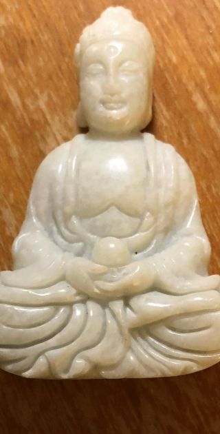 Chinese Natural Old White Jade Buddha Desk Statue Paperweight Pendant