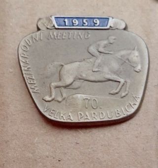 Rare 1959 Velka Pardubicka Czechoslovakian Grand National Horse Racing Badge