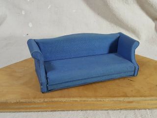 Vintage Miniature Dollhouse Sofa Blue 6 " X 2 "