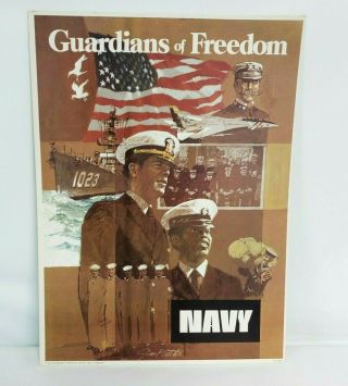 Vintage 70’s Us Navy Recruitment Poster Guardians Of Freedom 1973