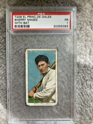 1909 - 11 T206 Sherry Magee With Bat Rare Epdg Psa 1
